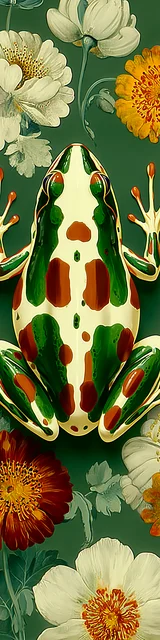 Free printable frog bookmark featuring green and white frog